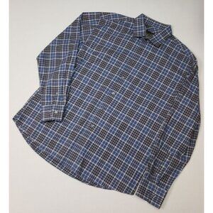 Pronto Uomo Blue Brown White Men's Button Up Long Sleeve Shirt Sz XXL EXCELLENT!